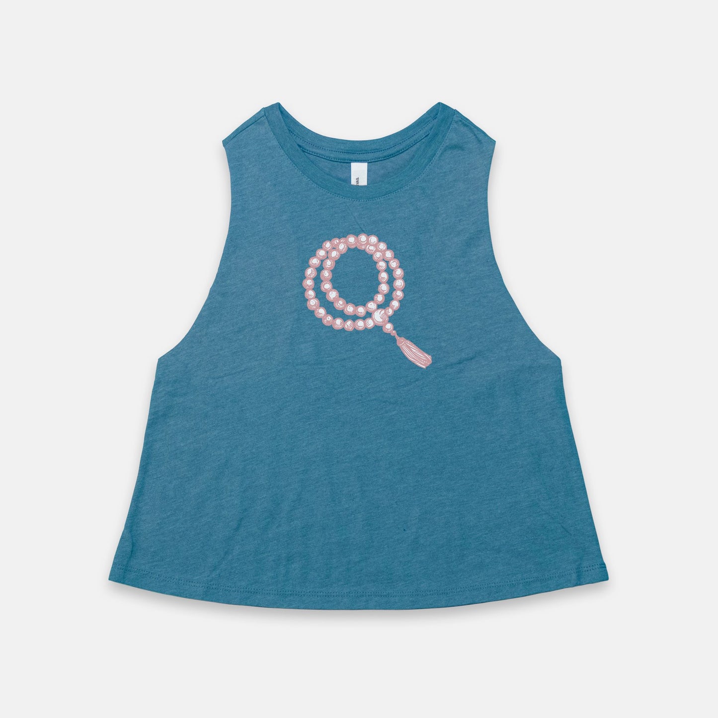 Pink Mala Beads Yoga Racerback Cropped Tank