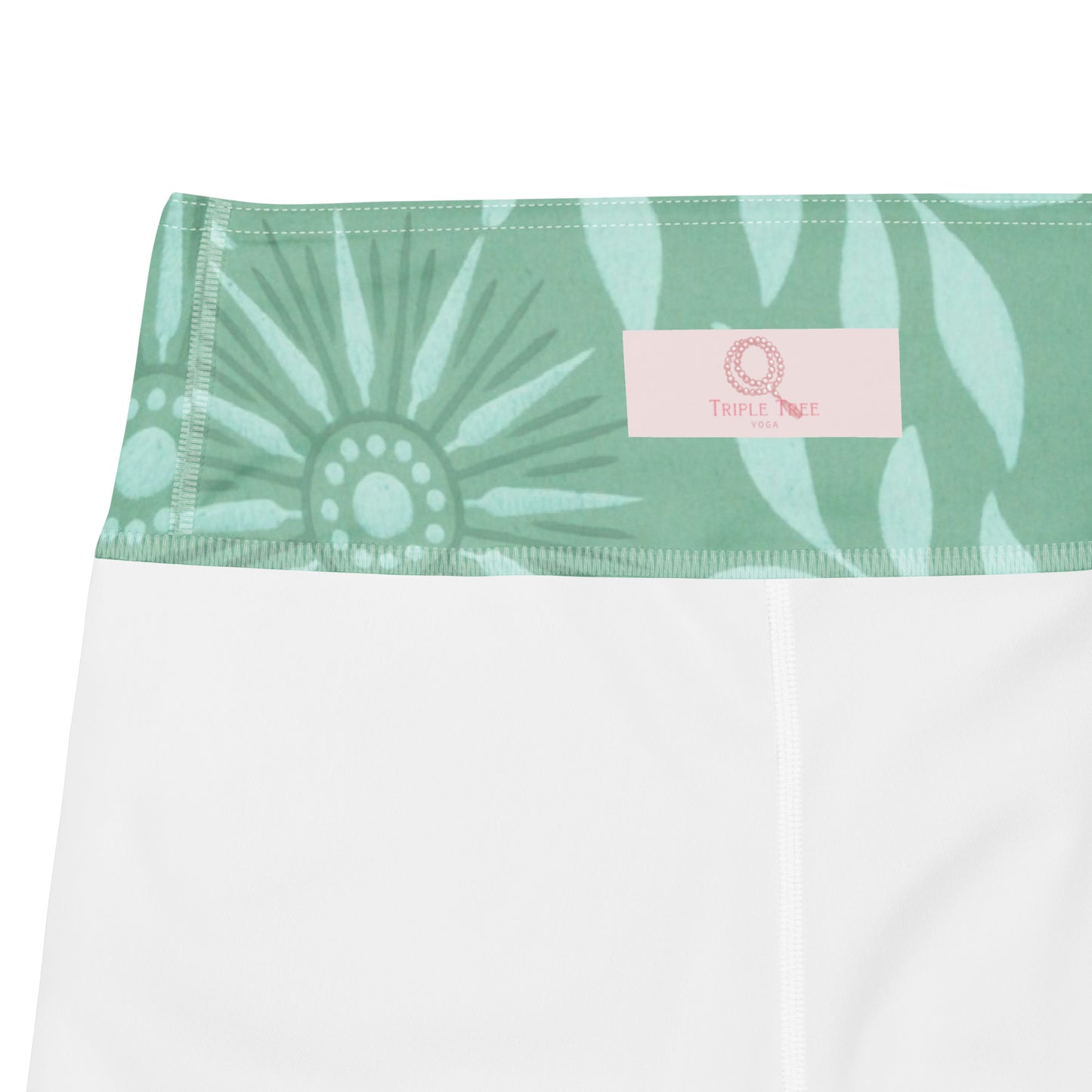 Green patterned yoga capri leggings