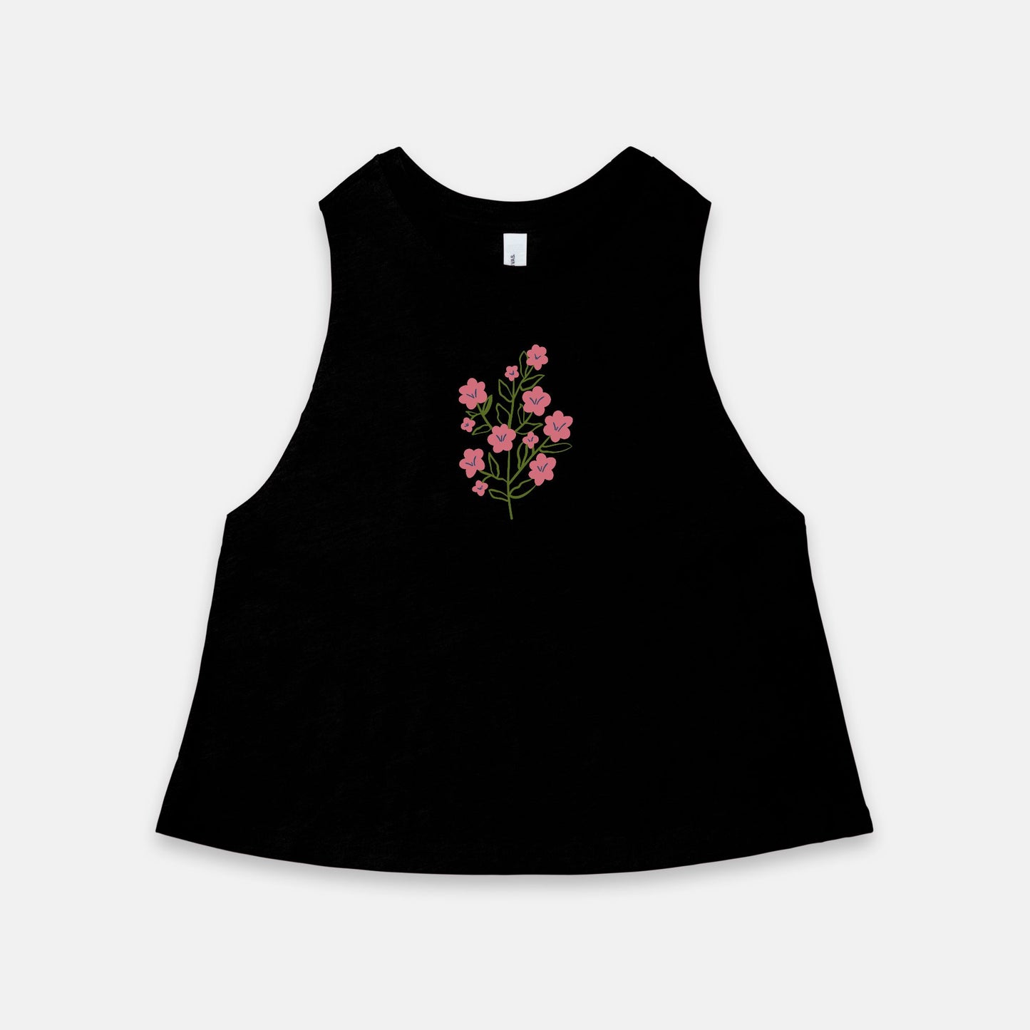 Pink Flowers Racerback Cropped Tank