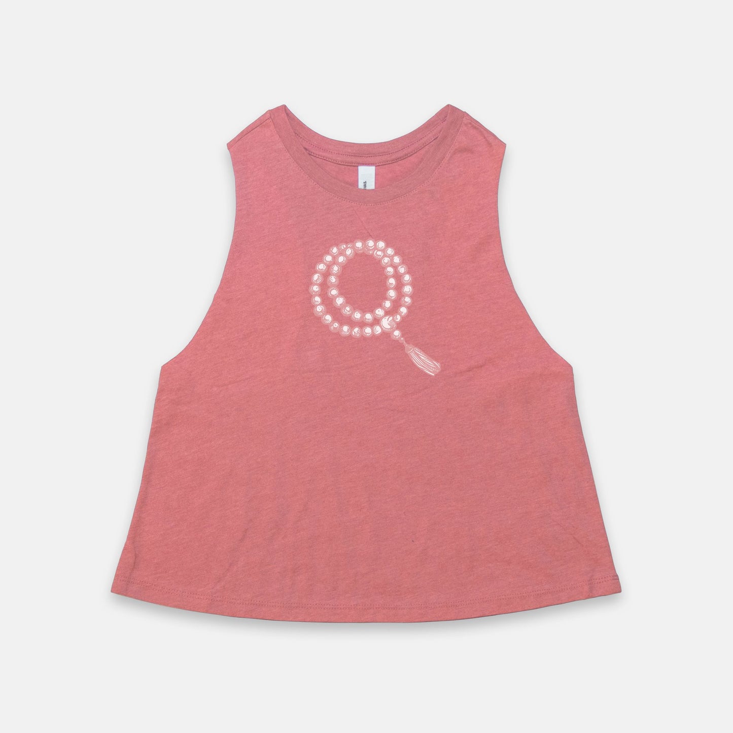 Pink Mala Beads Yoga Racerback Cropped Tank