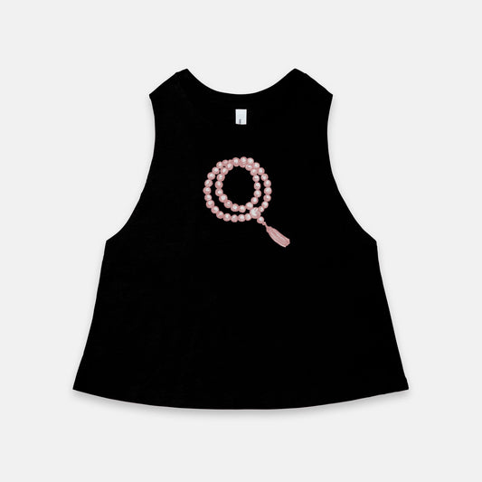 Pink Mala Beads Yoga Racerback Cropped Tank