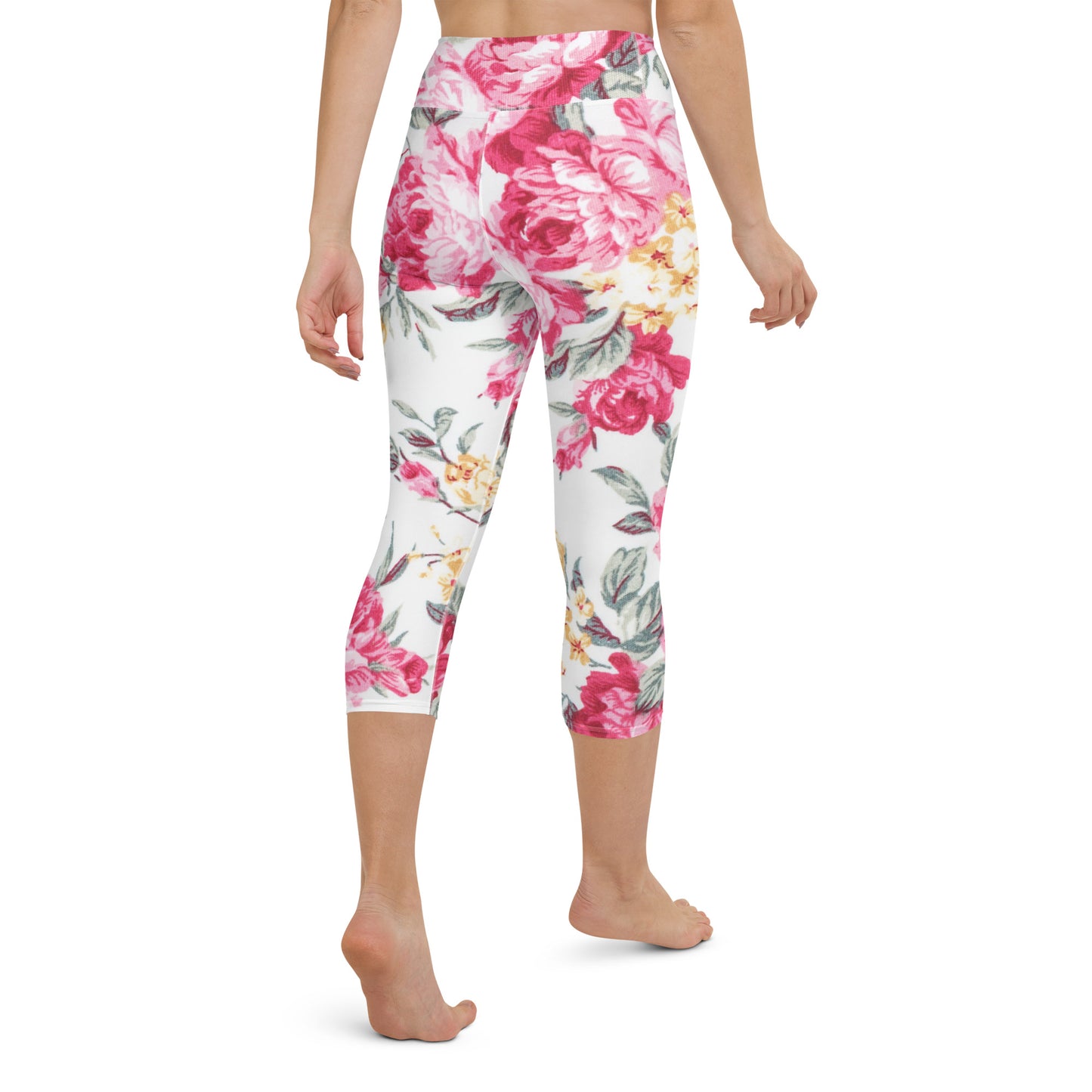 Vintage roses yoga capri leggings