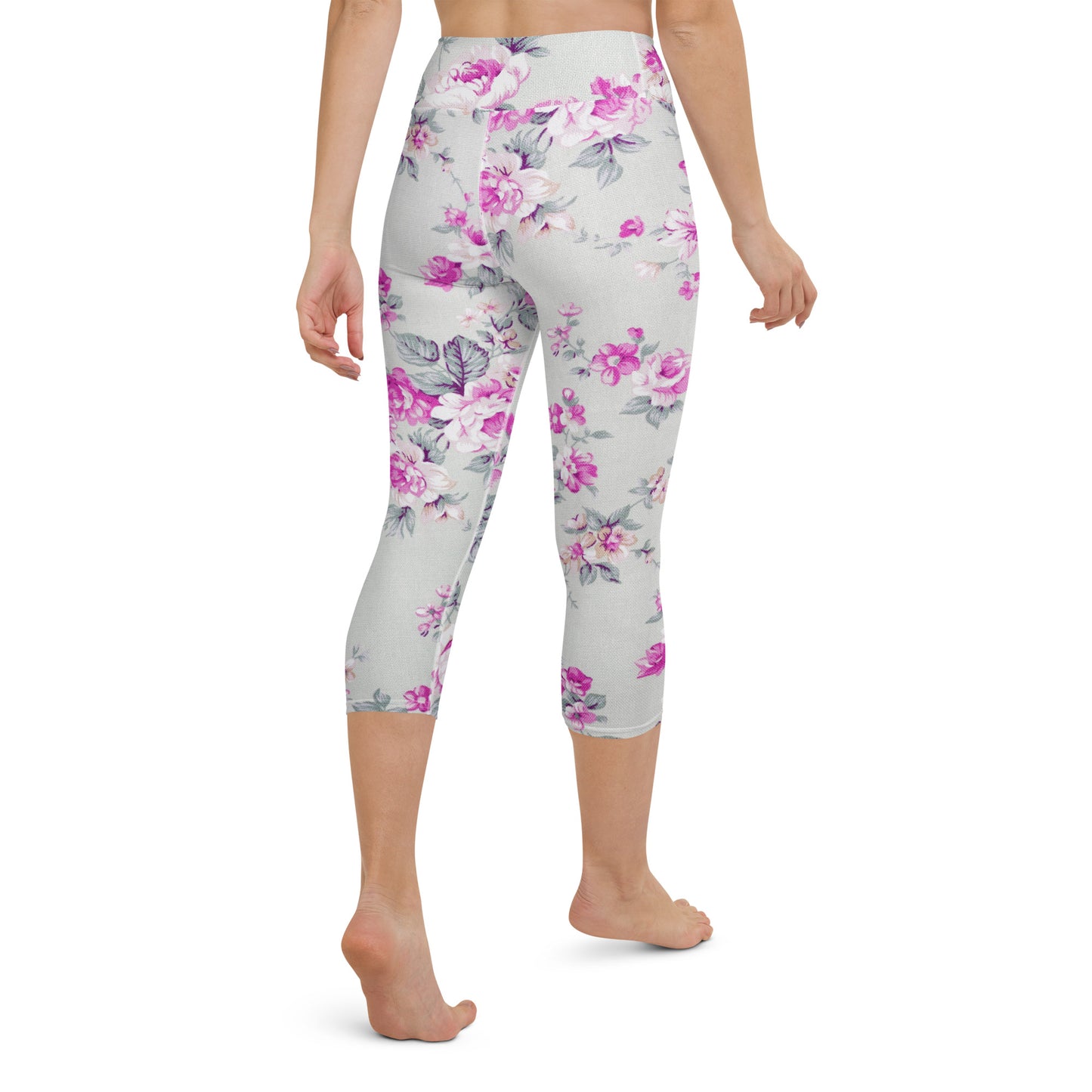 Purple roses yoga capri leggings