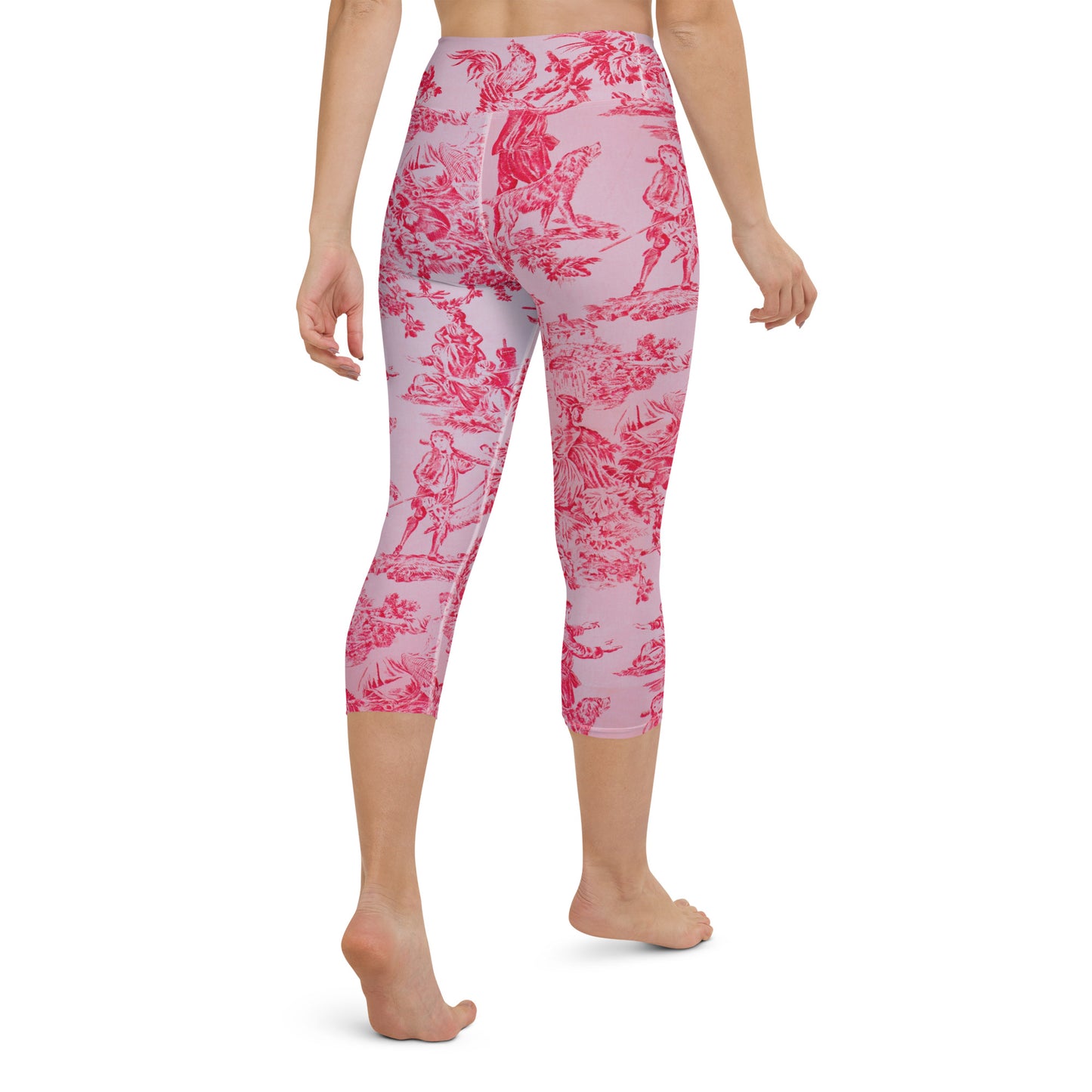 Pink toile yoga capri leggings