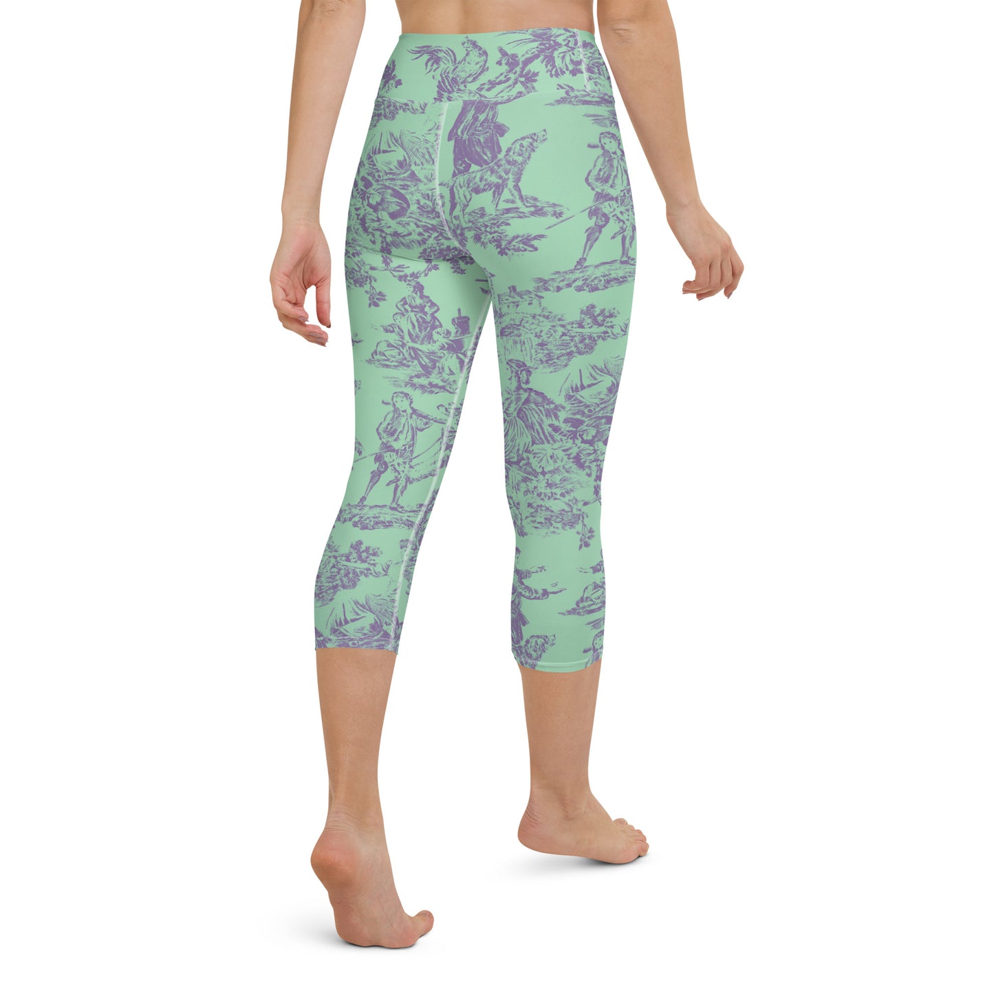 Green toile yoga capri leggings