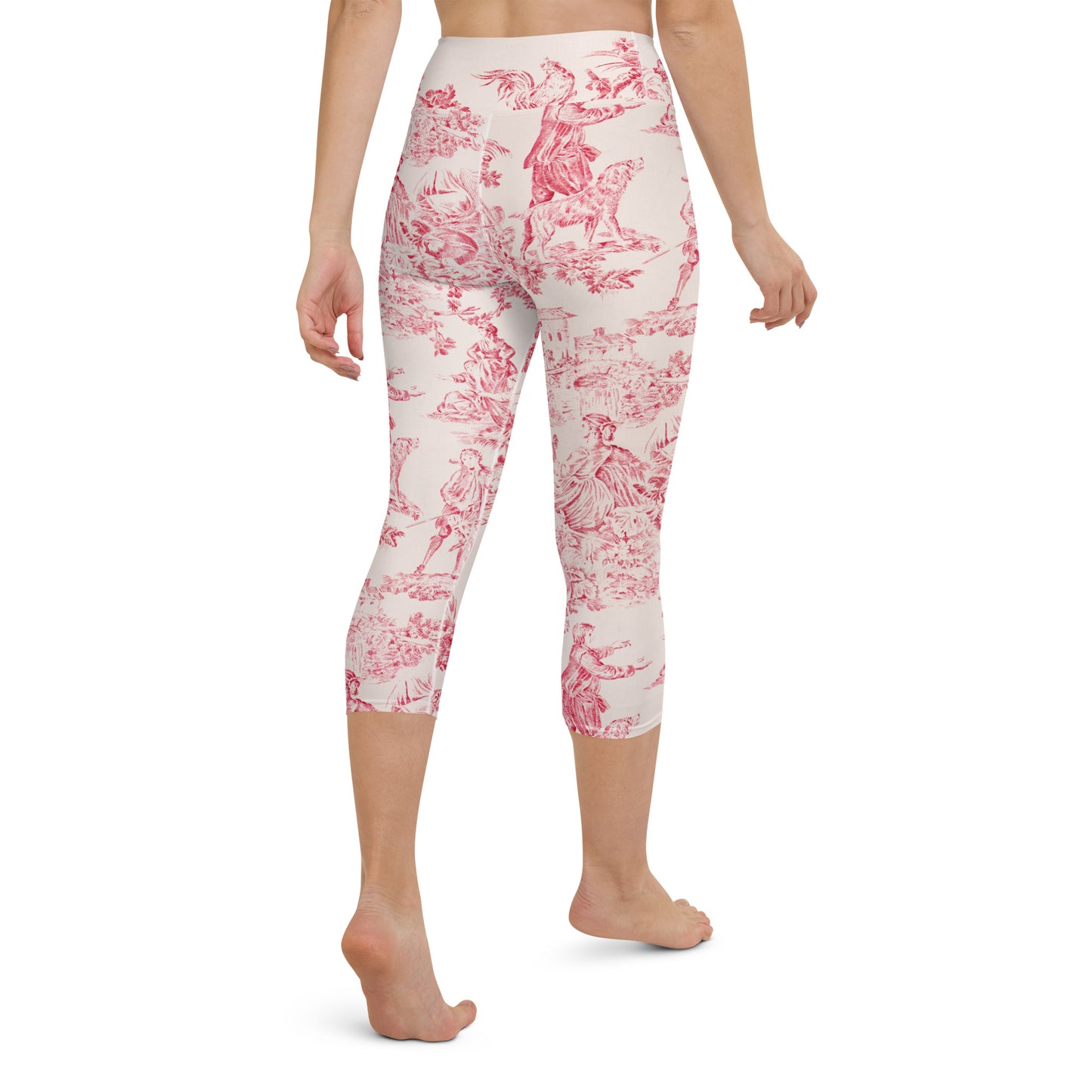 Red toile yoga capri leggings