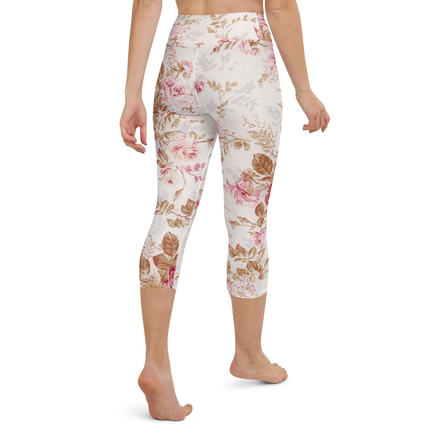 Vintage floral print yoga capri leggings