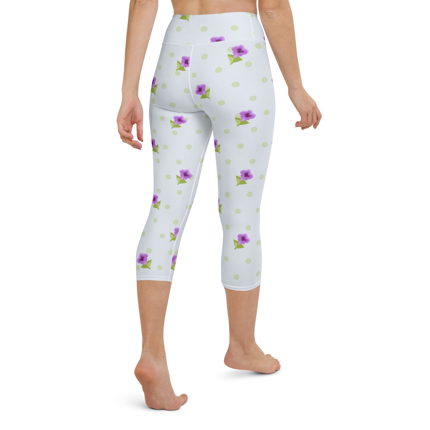 Purple flowers yoga capri leggings