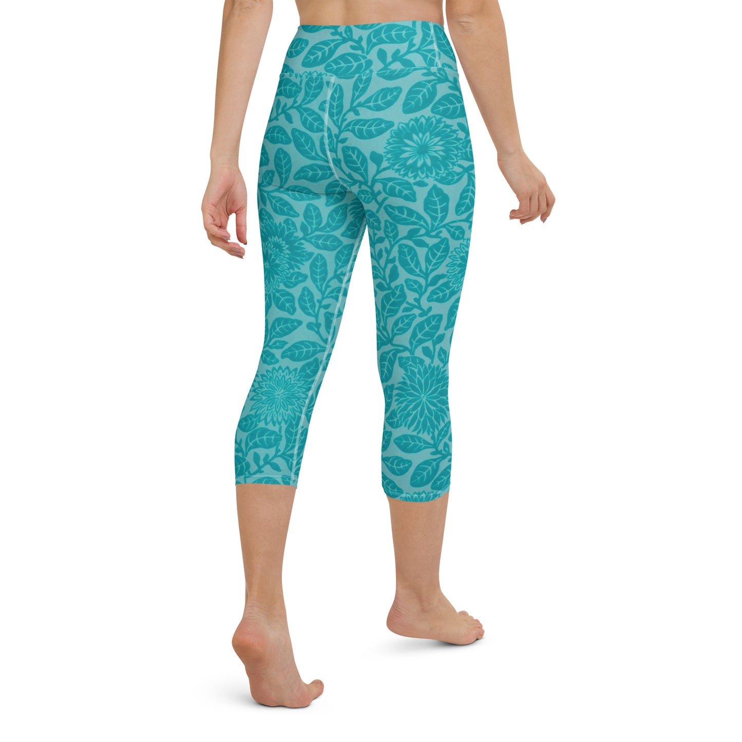 Blue patterned yoga capri leggings