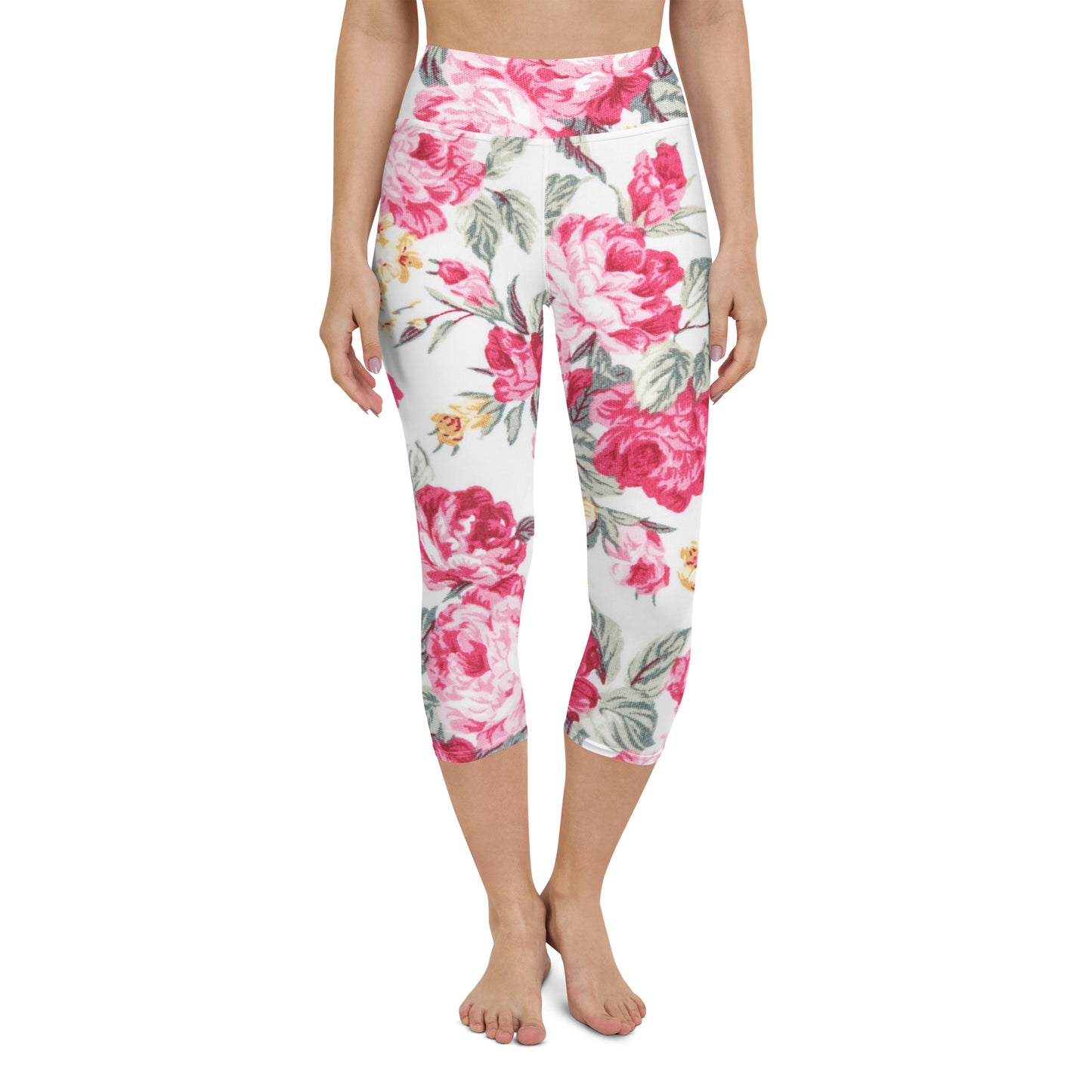 Vintage roses yoga capri leggings