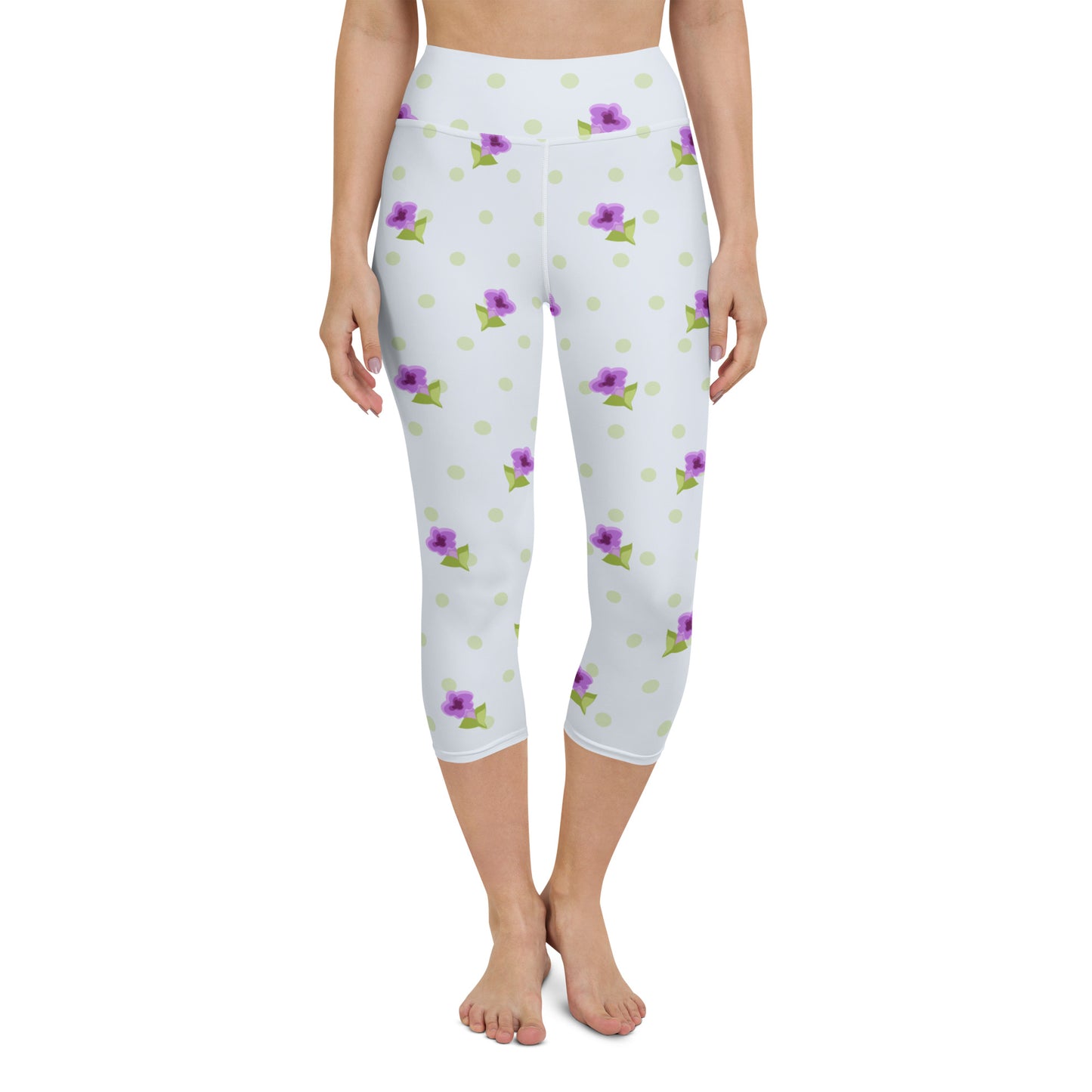 Purple flowers yoga capri leggings