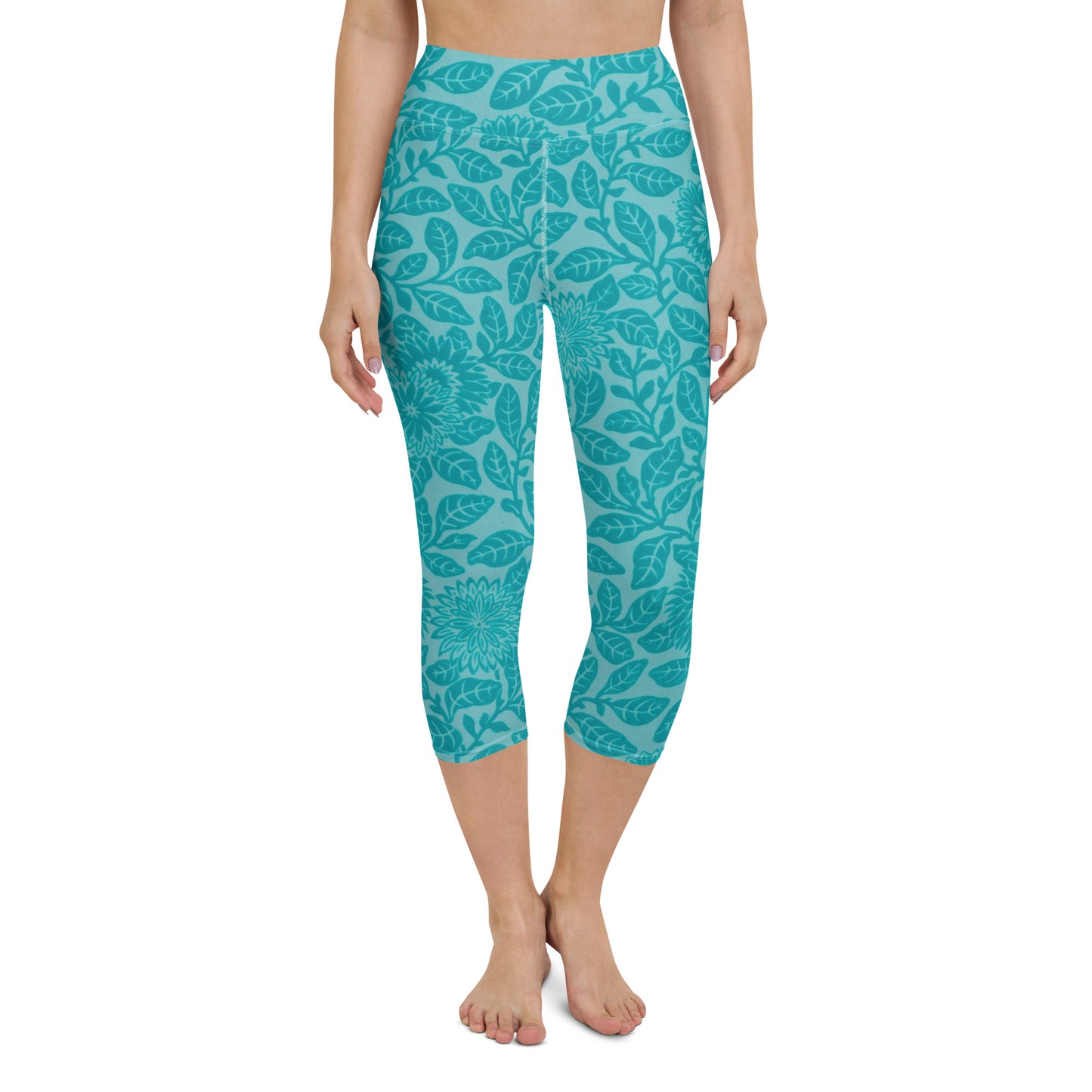 Blue patterned yoga capri leggings