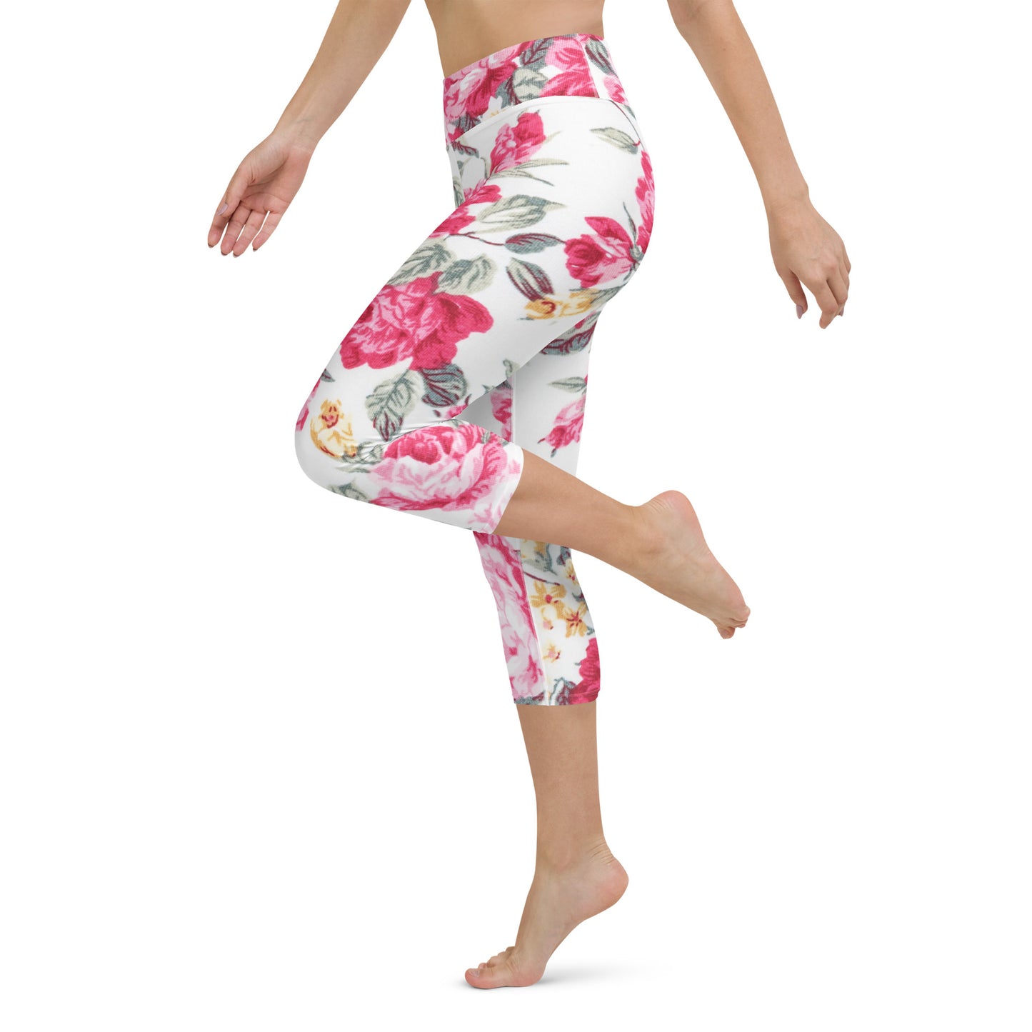 Vintage roses yoga capri leggings