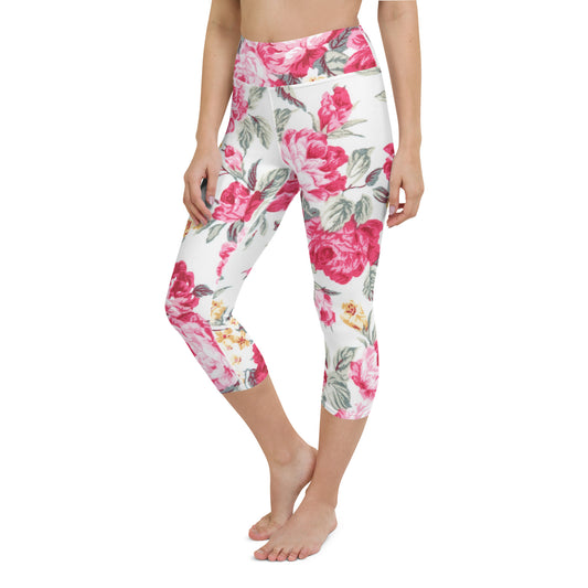 Vintage roses yoga capri leggings