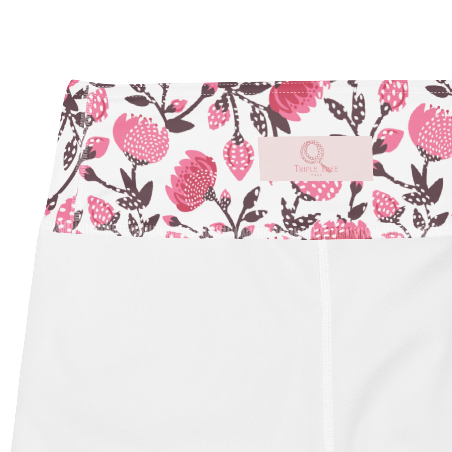 Pink flowers yoga capri leggings