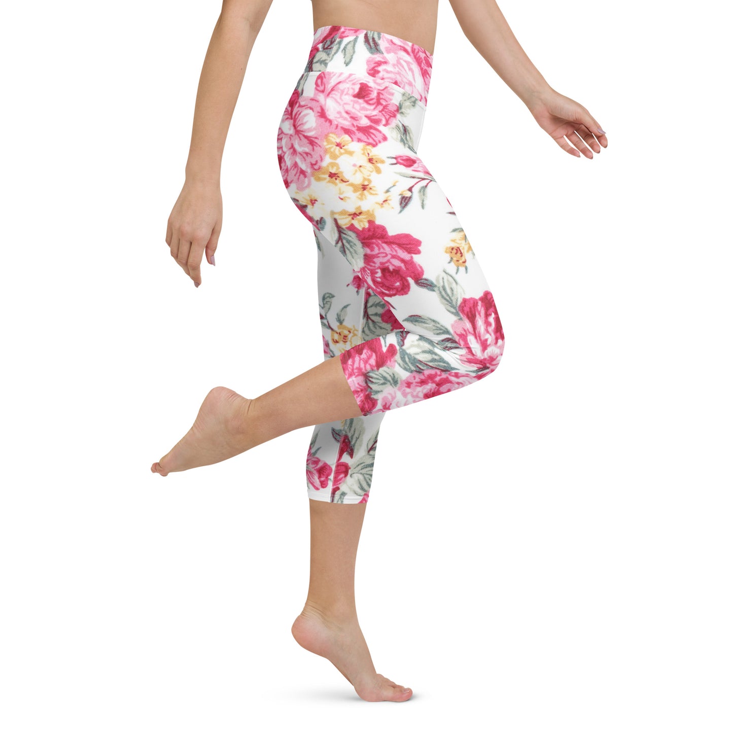 Vintage roses yoga capri leggings