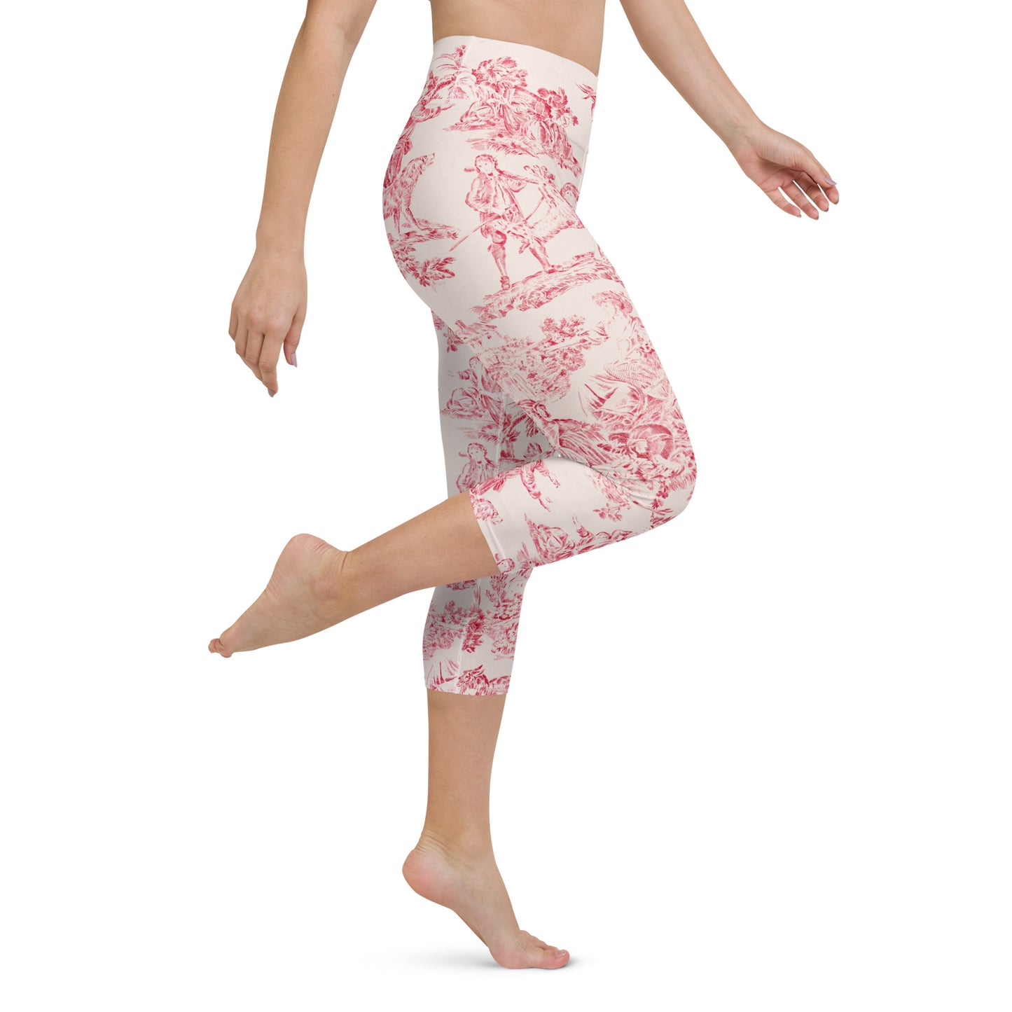 Red toile yoga capri leggings