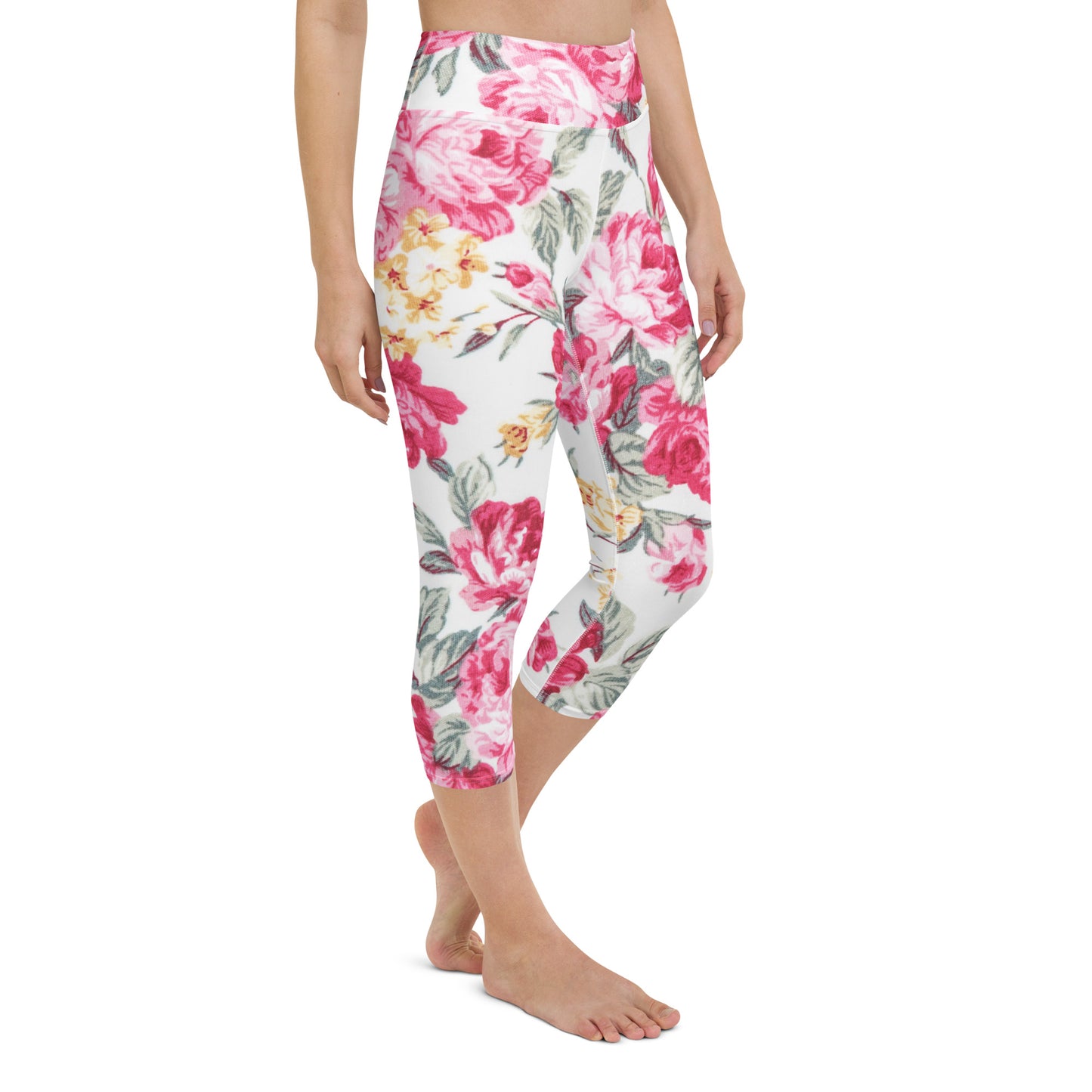 Vintage roses yoga capri leggings