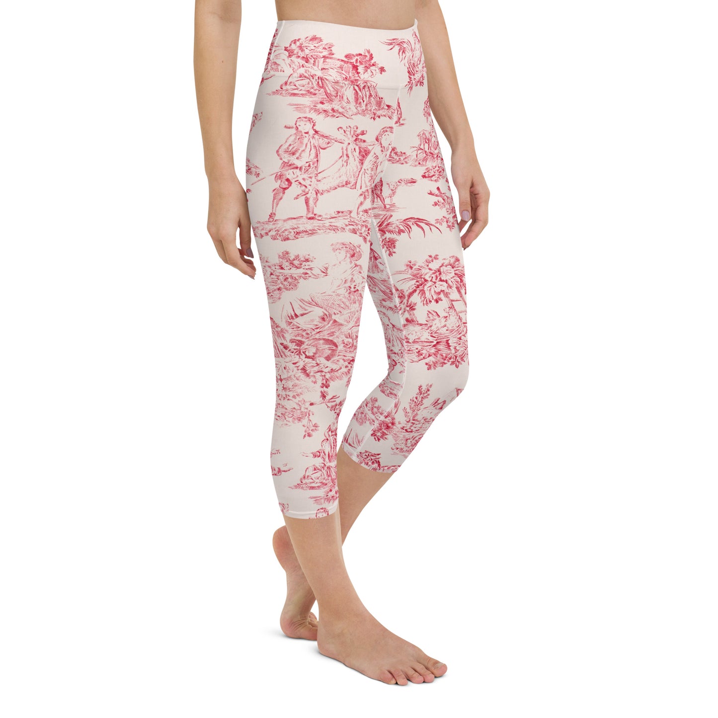 Red toile yoga capri leggings