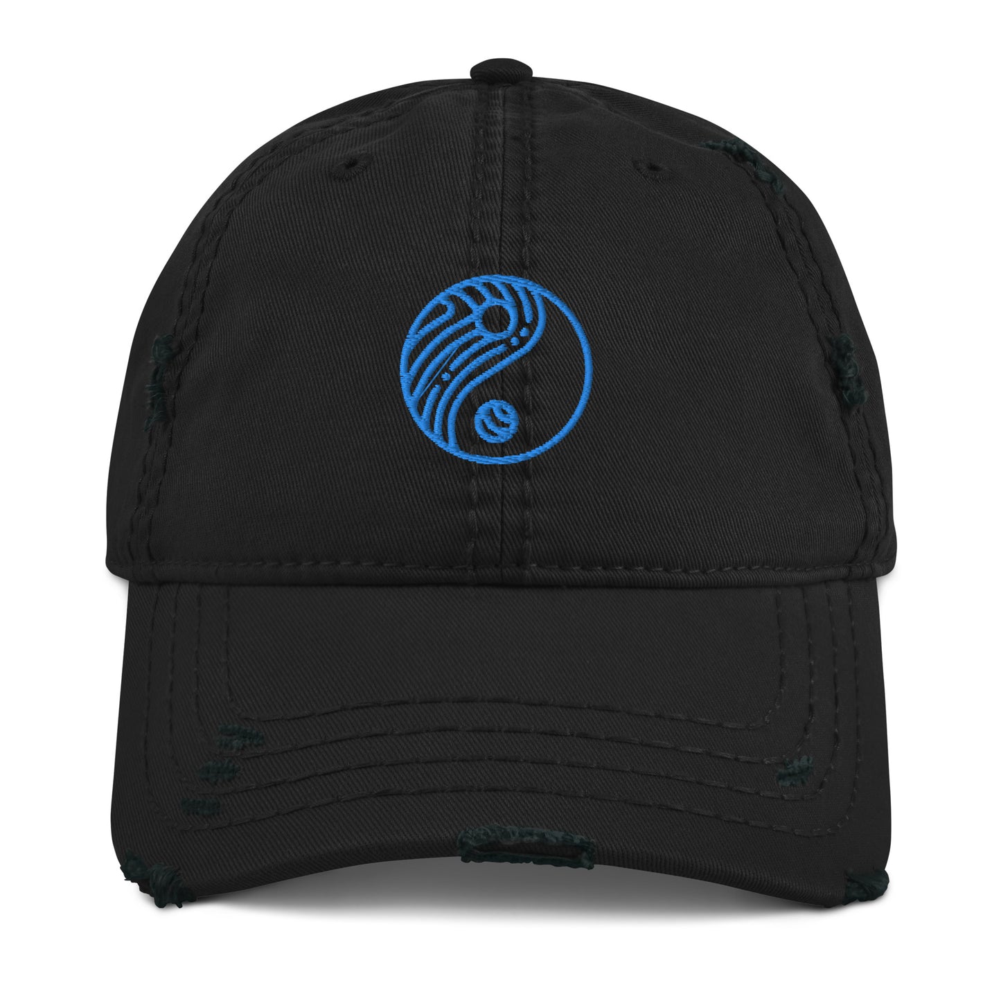 Embroidered Ying Yang distressed baseball hat