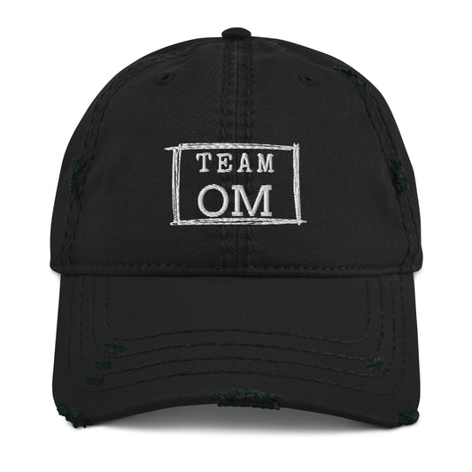 Embroidered Team Om distressed baseball hat