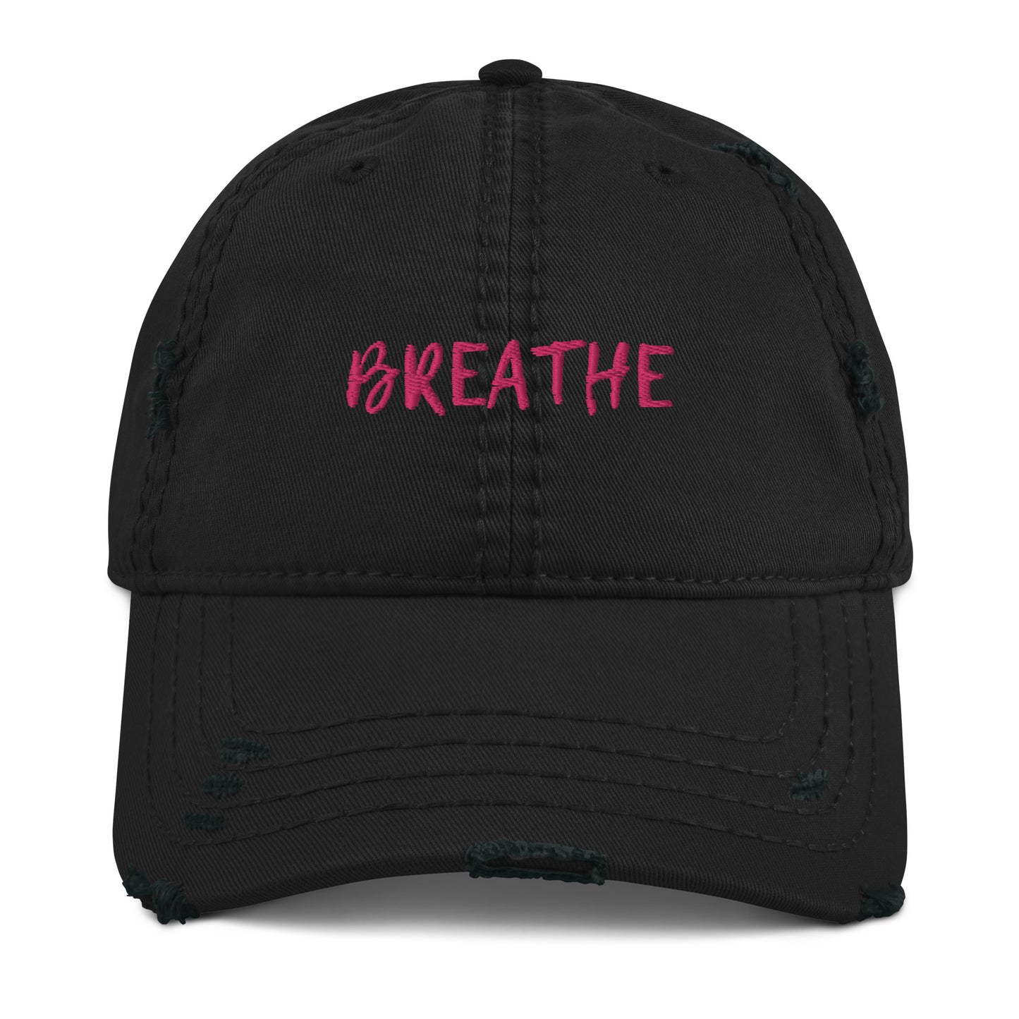 Embroidered breathe distressed baseball hat