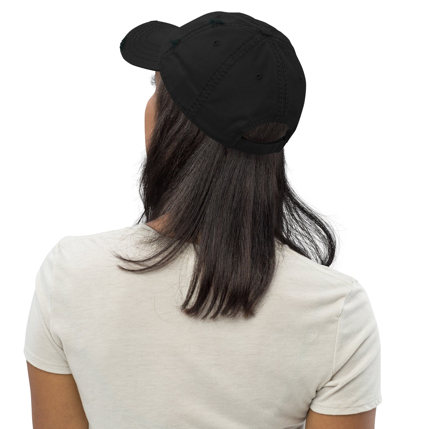 Embroidered Ying Yang distressed baseball hat