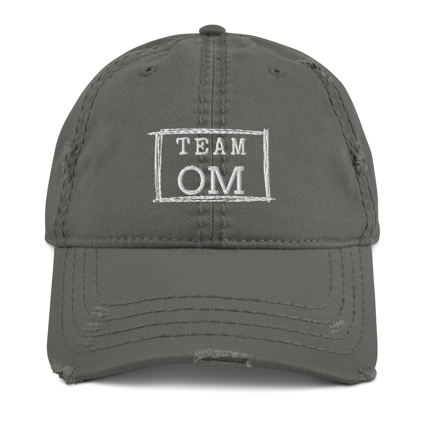 Embroidered Team Om distressed baseball hat