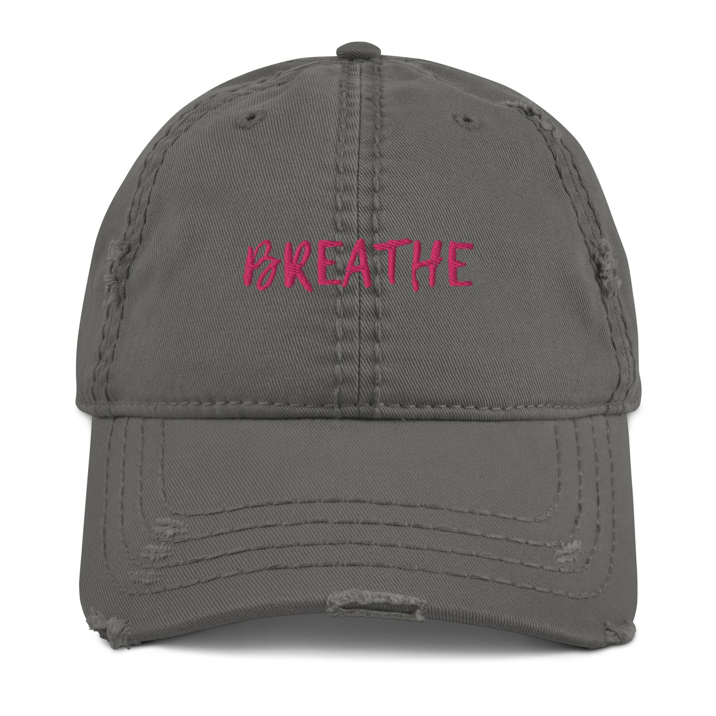 Embroidered breathe distressed baseball hat