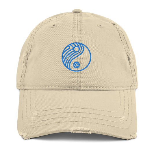 Embroidered Ying Yang distressed baseball hat