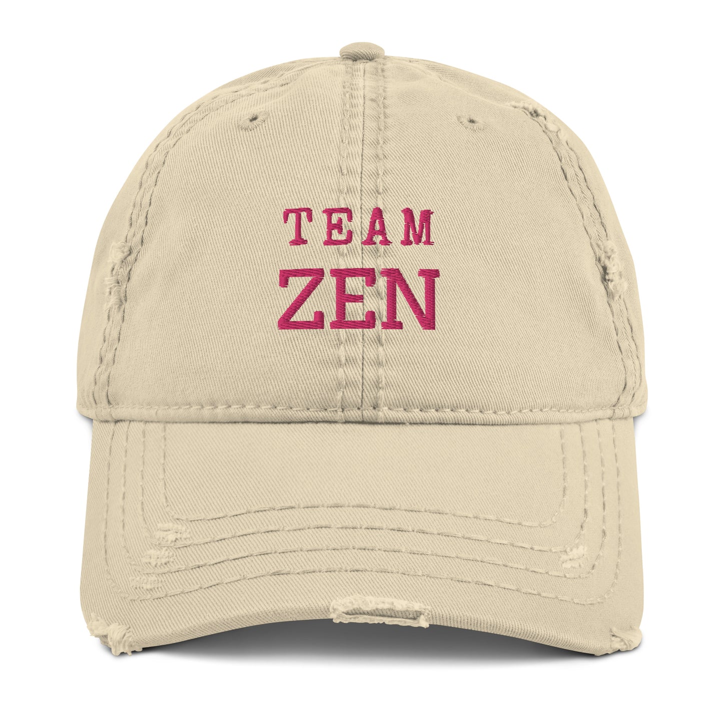 Embroidered Team Zen distressed baseball hat