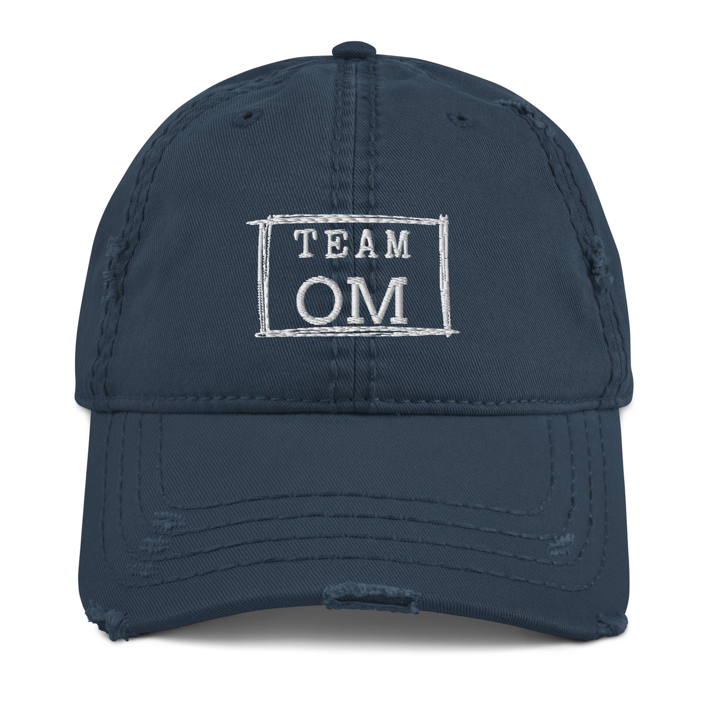 Embroidered Team Om distressed baseball hat