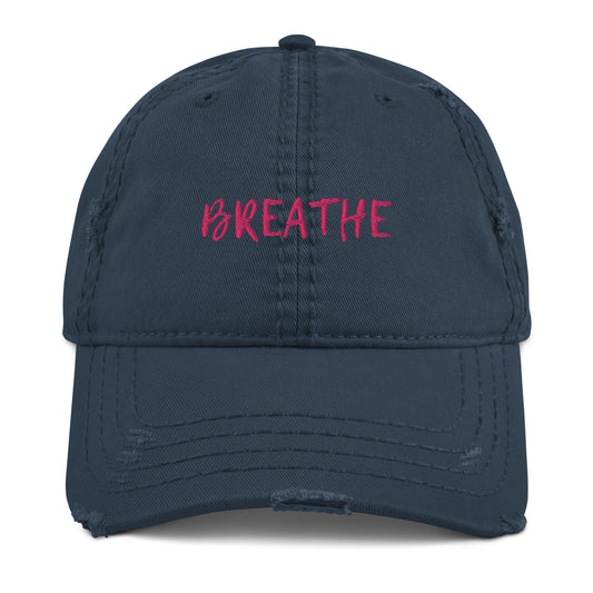 Embroidered breathe distressed baseball hat