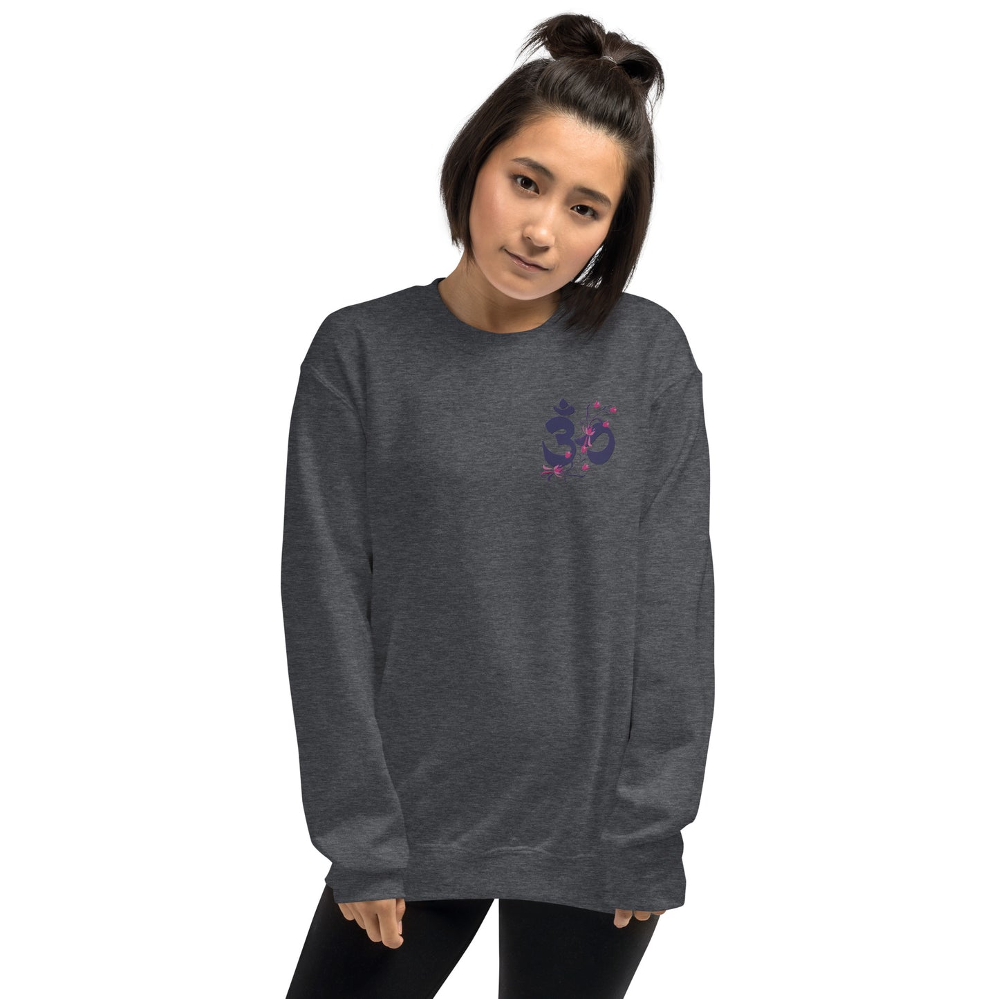 Embroidered floral Om unisex sweatshirt