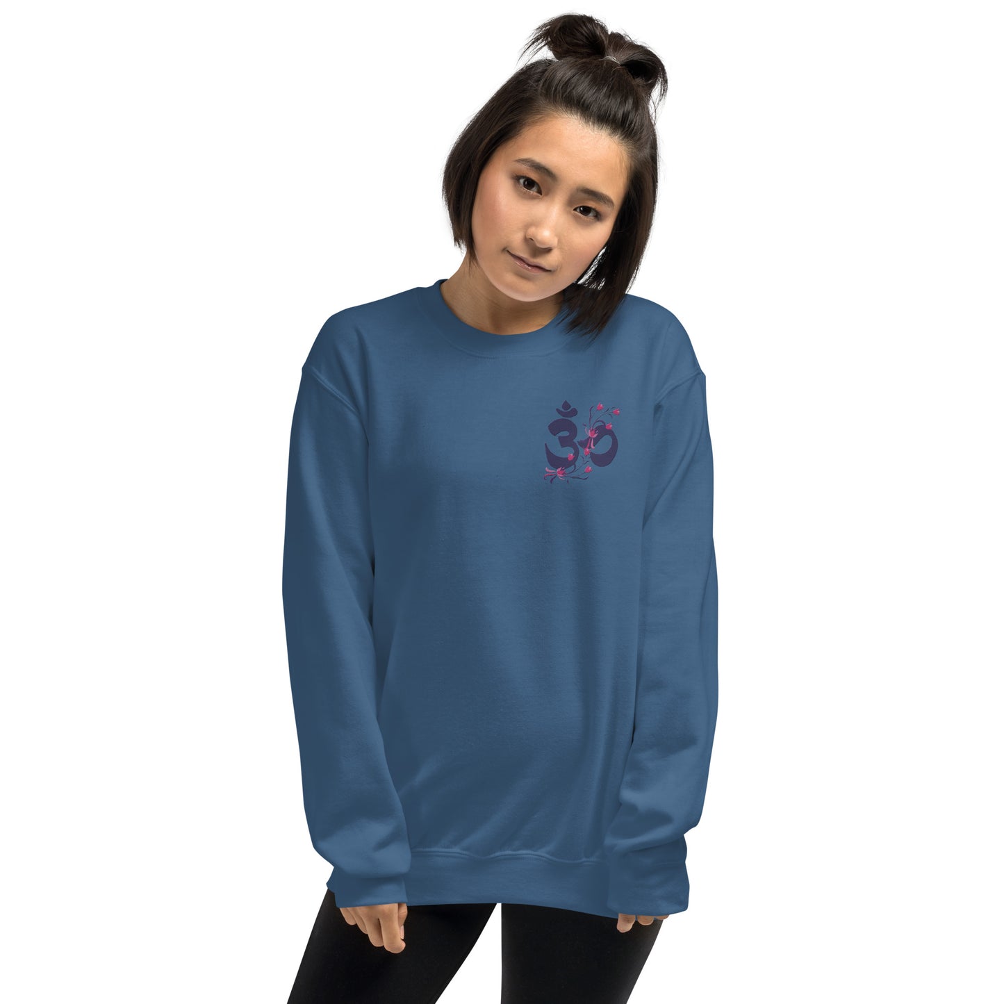 Embroidered floral Om unisex sweatshirt