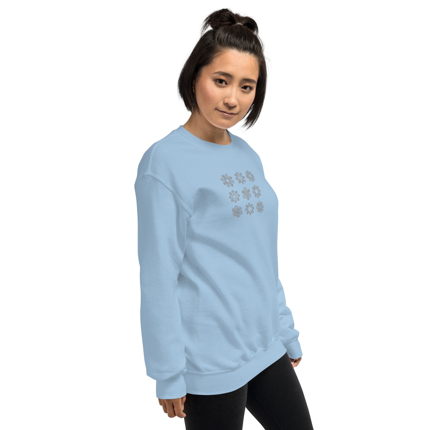 Embroidered flowers unisex sweatshirt