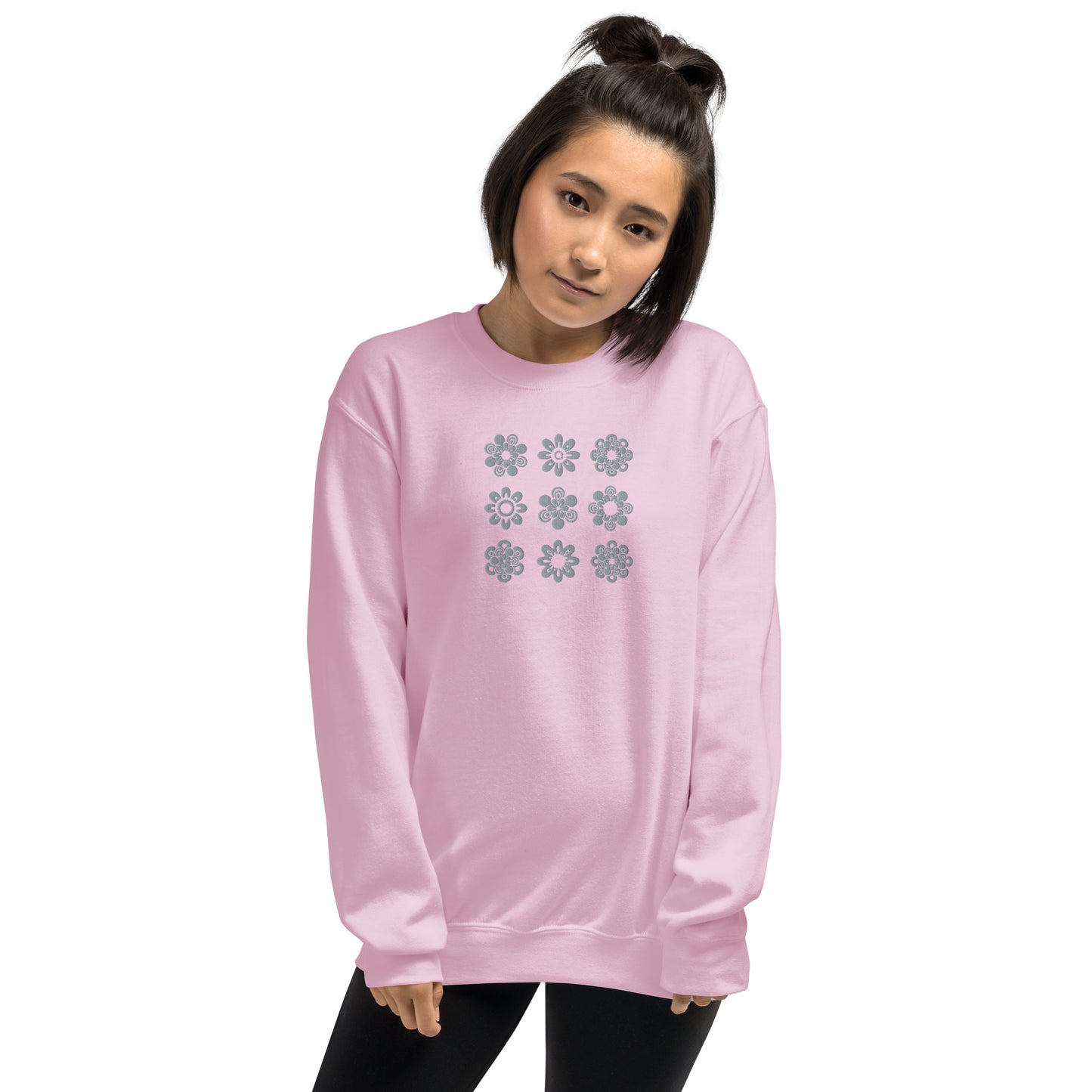 Embroidered flowers unisex sweatshirt