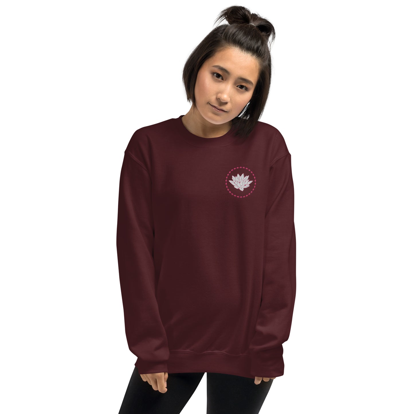 Embroidered lotus unisex sweatshirt