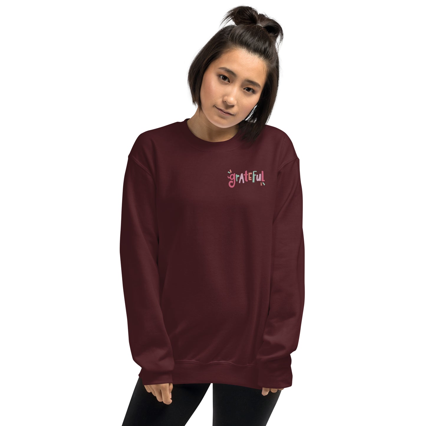 Embroidered grateful unisex sweatshirt