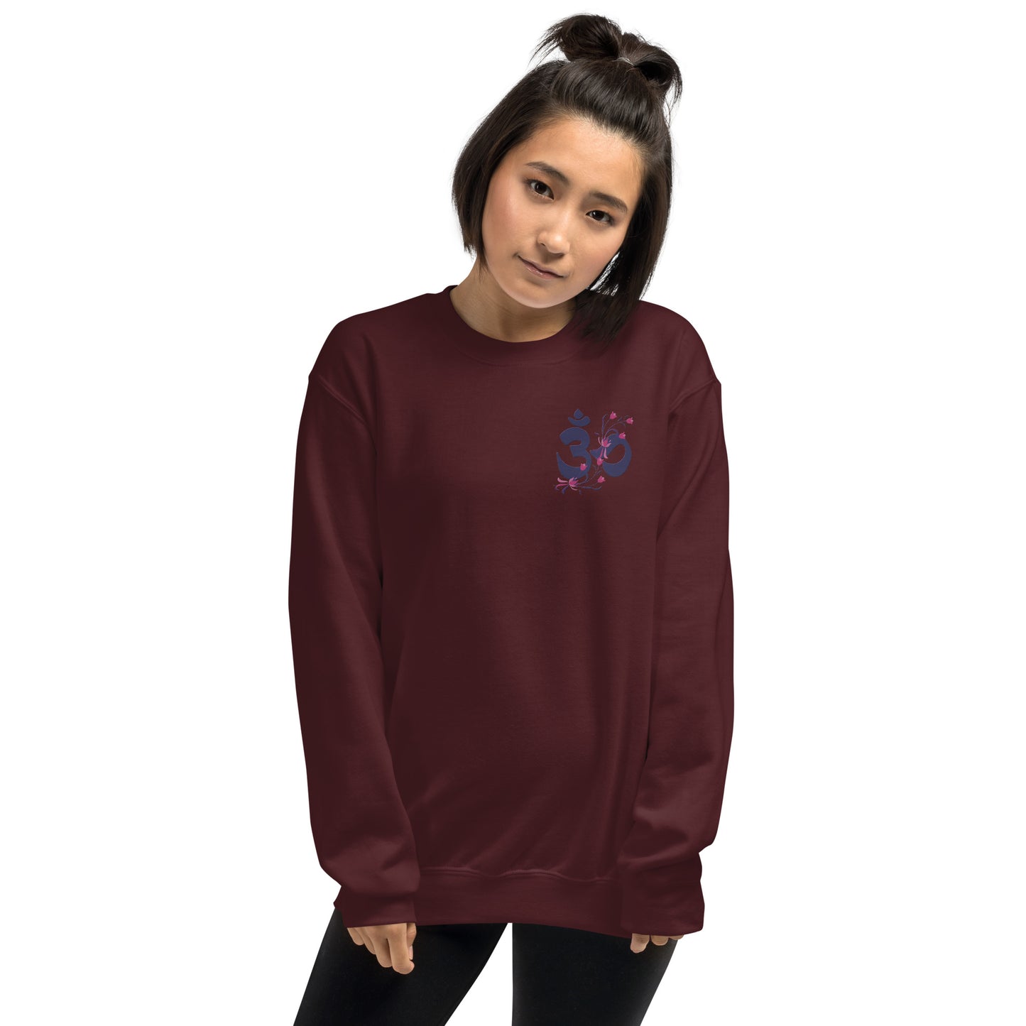 Embroidered floral Om unisex sweatshirt