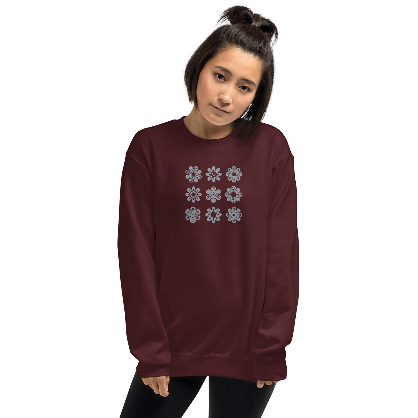 Embroidered flowers unisex sweatshirt