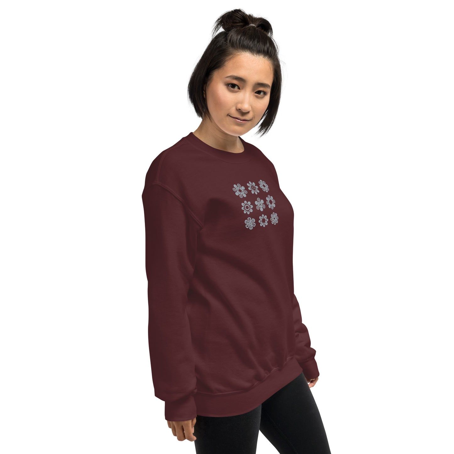 Embroidered flowers unisex sweatshirt