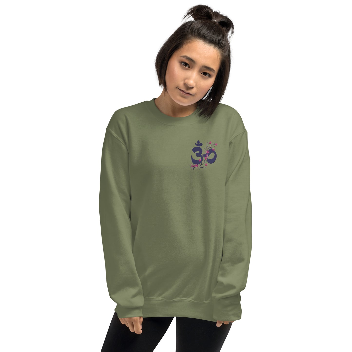 Embroidered floral Om unisex sweatshirt