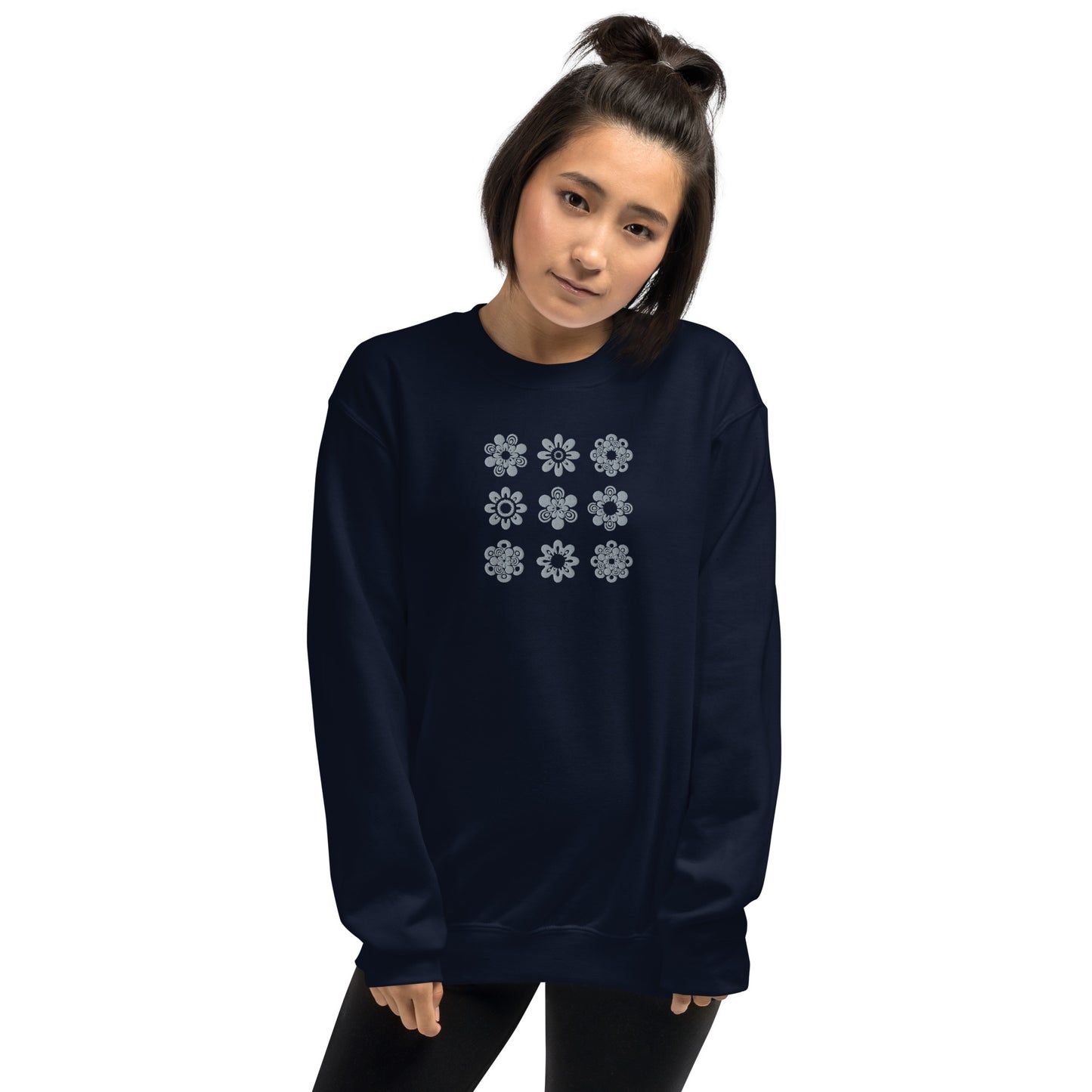 Embroidered flowers unisex sweatshirt