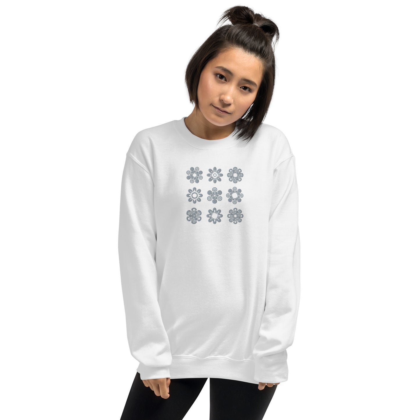 Embroidered flowers unisex sweatshirt