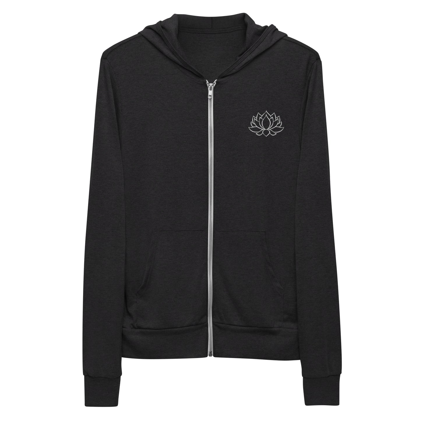 Embroidered Lotus unisex zip hoodie