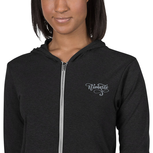 Embroidered Namaste unisex zip hoodie