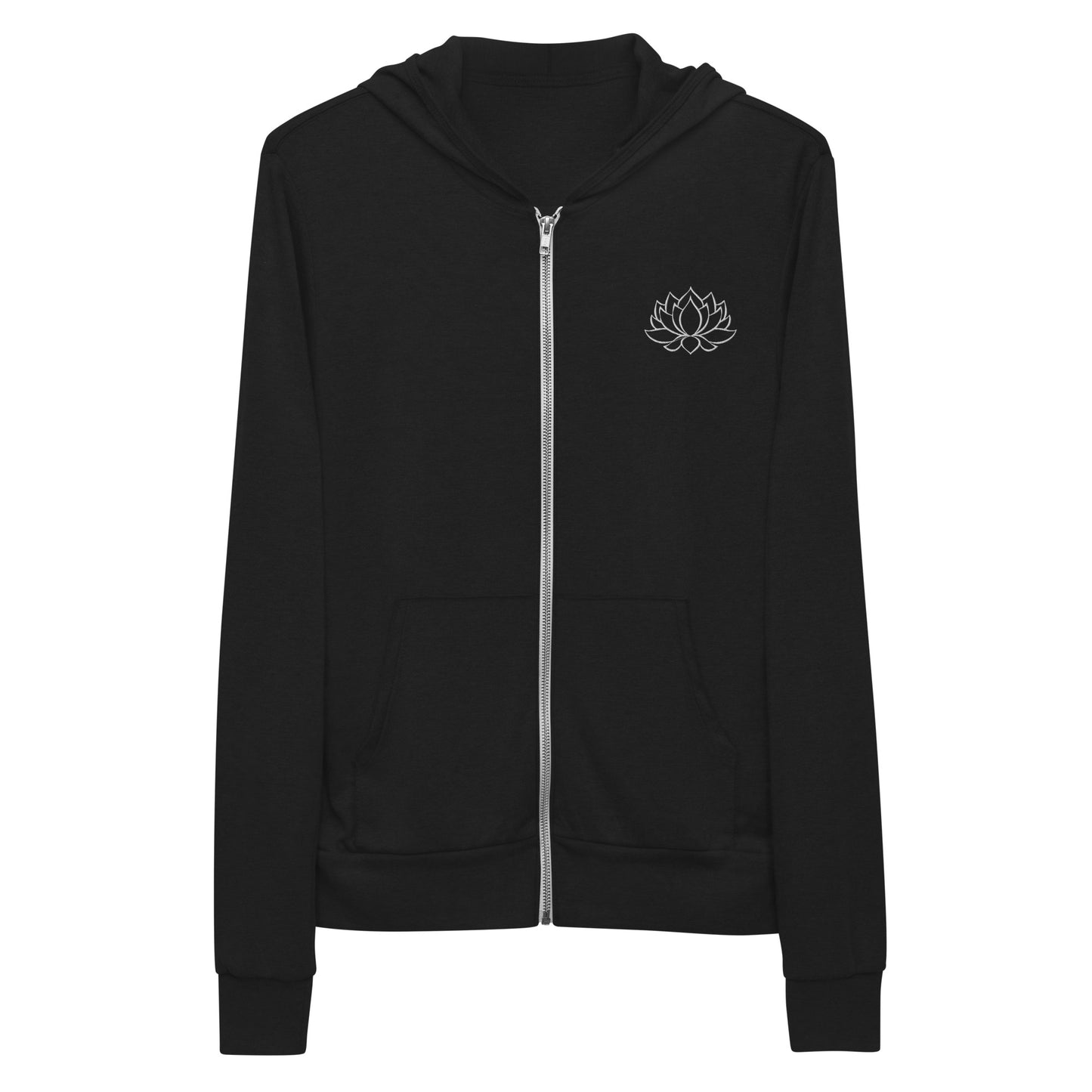 Embroidered Lotus unisex zip hoodie